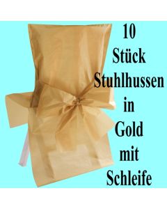 Stuhlhussen, Gold, mit Schleife, 10 Stück