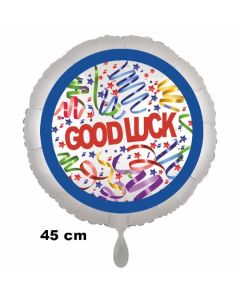 Good Luck Luftballon aus Folie, 45 cm rund, weiss