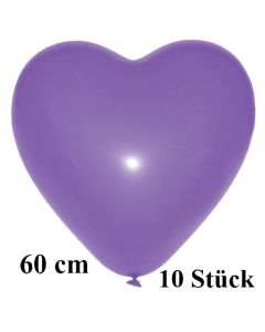 Große Herzluftballons, lila, 60 cm, 10 Stück