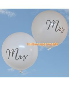Große Rund-Luftballons, Weiß, 1 Meter, zur Hochzeit von Mrs. und Mrs.