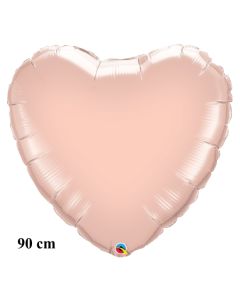 Großer Herzluftballon aus Folie, Roségold, 90 cm