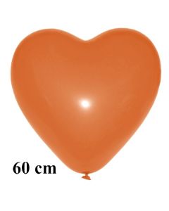 Großer Herzluftballon, orange, 60 cm
