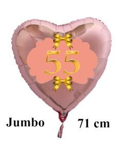 Großer Herzluftballon aus Folie, Rosegold, zum 55. Geburtstag, Rosa-Gold