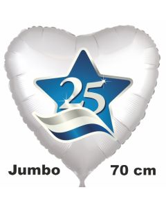 25. 70 cm großer Herzluftballon ohne Helium zur Silbernen Hochzeit
