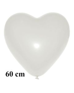 Großer Herzluftballon weiß, 60 cm