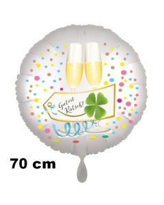 Großer Silvester Luftballon: Guten Rutsch! Satin de Luxe, weiß, 70 cm