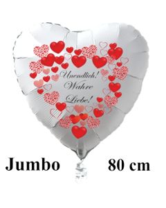 Großer Herzluftballon in Weiß "Undendlich! Wahre Liebe! zum Valentinstag