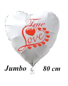 Großer Herzluftballon in Weiß True Love zum Valentinstag