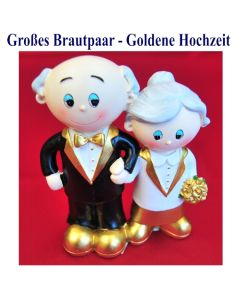 grosses-brautpaar-goldene-hochzeit-tischdekoration