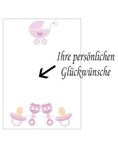 Grusskarte, Babysachen Mädchen zu Taufe, Babyparty und Geburt