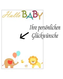 Grusskarte, Hallo Baby zu Taufe, Babyparty und Geburt