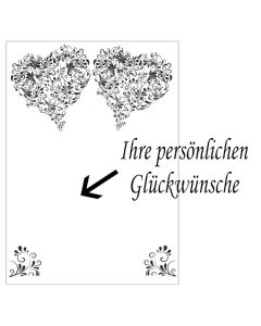 Grußkarte mit Herzen aus Ornamenten zur Hochzeit