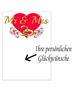 Grußkarte Mr and Mrs mit Trauringen zur Hochzeit