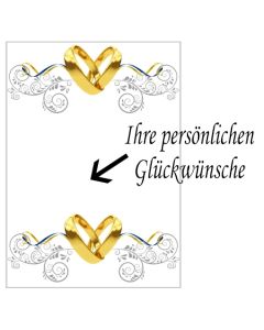 Grußkarte mit Trauringe und Ornamenten zur Hochzeit