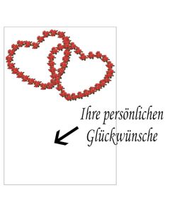 Grußkarte mit Rosenherzen zur Hochzeit und Rosenhochzeit