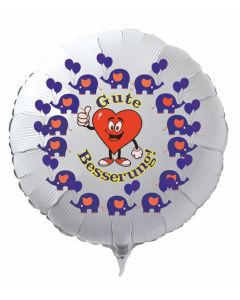 Gute Besserung, Luftballon aus Folie mit Ballongas, mit Elefanten und Herz (Daumen hoch) für Kinder