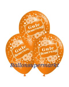 Motiv-Luftballons gute Besserung, orange, 3 Stueck