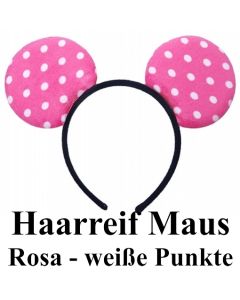 Haarreif Maus Rosa mit weißen Punkten, zu Hen Night, Hen Party und Junggesellinnenabschied