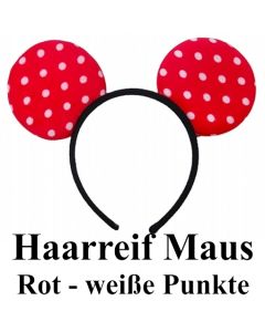 Haarreif Maus Rot mit weißen Punkten, zu Hen Night, Hen Party und Junggesellinnenabschied