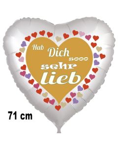 Hab Dich sooo sehr lieb, Herzluftballon aus Folie, 71 cm, satin, mit Helium