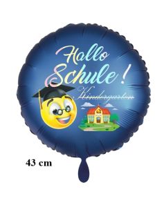 Hallo Schule! Kindergarten aus.. Luftballon aus Folie, 45 cm, inklusive Helium, Satin de Luxe, blau