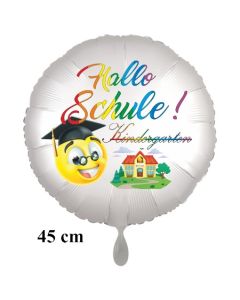 Hallo Schule! Kindergarten aus.. Luftballon aus Folie, 45 cm, inklusive Helium, Satin de Luxe, weiß