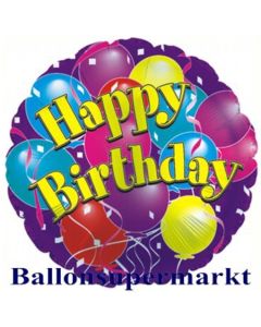 Happy Birthday mit Luftballons Luftballon aus Folie inklusive Helium