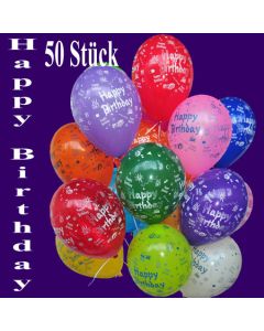 Happy Birthday Geburtstag Luftballons, 50 Stück, bunt gemischt