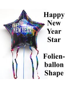 Happy New Year Silvester Stern-Luftballon aus Folie