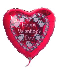 Happy Valentine's Day Luftballon aus Folie, Rosenherz