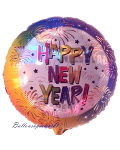 Silvester Luftballon, Happy New Year Rainbow, Ballon ohne Helium zur Silvesterdekoration, Partydekoration Silvester auf Veranstaltungen und Silvesterfeiern