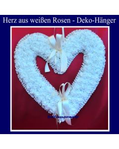Herz aus weißen Rosen, großer Hochzeits-Deko-Hnger, romantische Hochzeitsdekoration