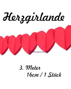 Herzgirlande / Rot / 16cm