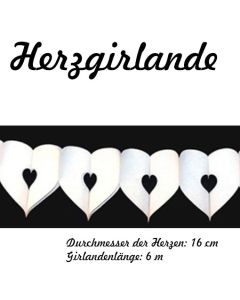 Herzgirlande in Weiß, 16 cm