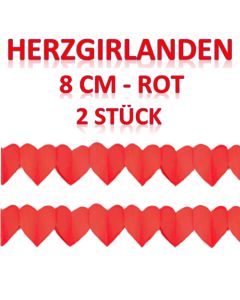 Herzgirlanden Rote, 8 cm, 2 Stück