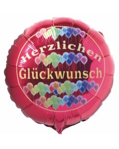 Herzlichen Glückwunsch Luftballon mit Helium, roter Rundballon aus Folie