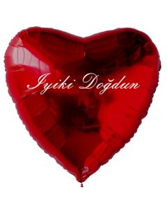 Herzluftballon in Rot, 45 cm "Iyiki Doğdun"