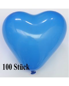 Herzluftballons 12-14 cm, Blau, 100 Stück