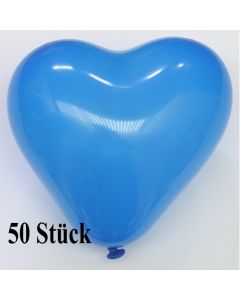 Herzluftballons, 8-12 cm, blau, 50 Stück