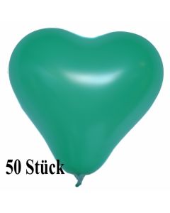 Herzluftballons 12-14 cm, Grün, 50 Stück