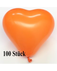 Herzluftballons 12-14 cm, Orange, 100 Stück