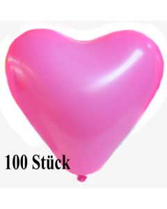 Herzluftballons 12-14 cm, Rosa, 100 Stück