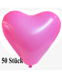 Herzluftballons 12-14 cm, Rosa, 50 Stück