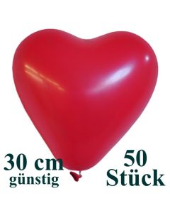 Herzluftballons 50 Stück, Rot, günstig, preiswert, billig, Latex-Luftballons in Herzform