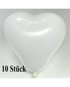 Herzluftballons 12-14 cm, Weiß, 10 Stück