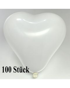 Herzluftballons 12-14 cm, Weiß, 100 Stück