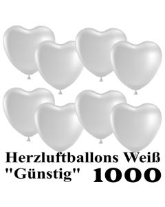 Herzluftballons weiß, günstig, 1000 Stück