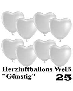 Herzluftballons weiß, günstig, 25 Stück