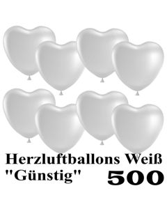 Herzluftballons weiß, günstig, 500 Stück