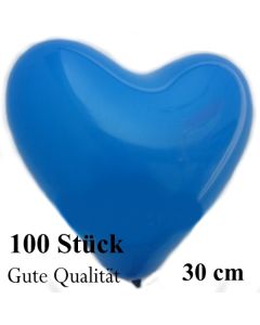 Herzluftballons Blau, Gute Qualität, 100 Stück, 30 cm
